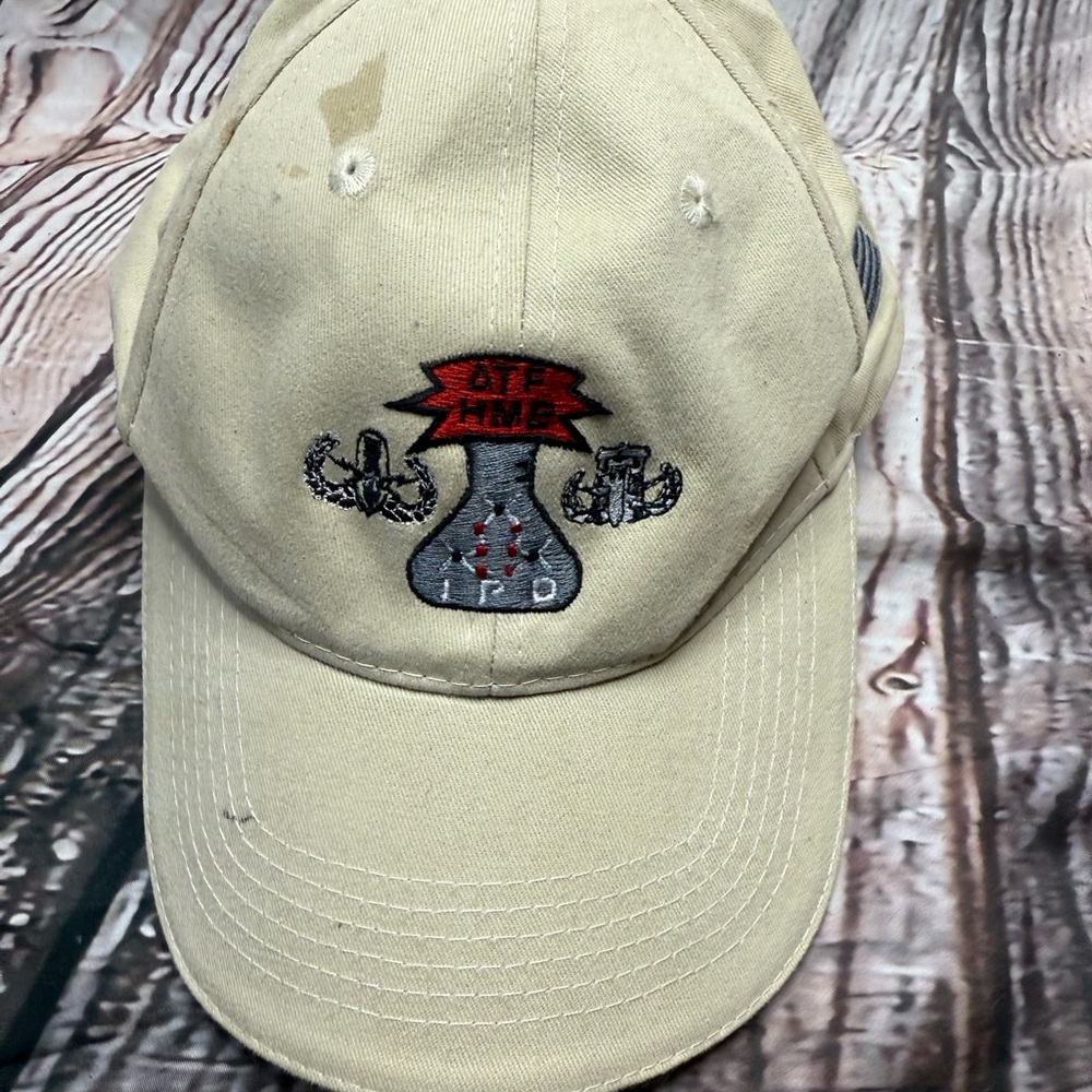 Pacific Headwear Beige Ball Cap with Front Embroidered Design American Flag